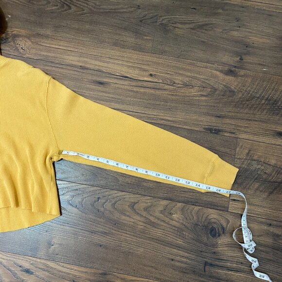 Mustard Cropped Hoodie, Waffle Fabric - Picture 5 of 7